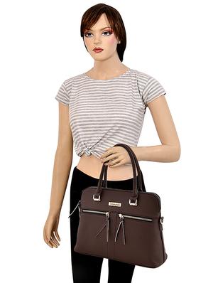 brown leatherette (pu) regular handbag - 17469422 - Standard Image - 5