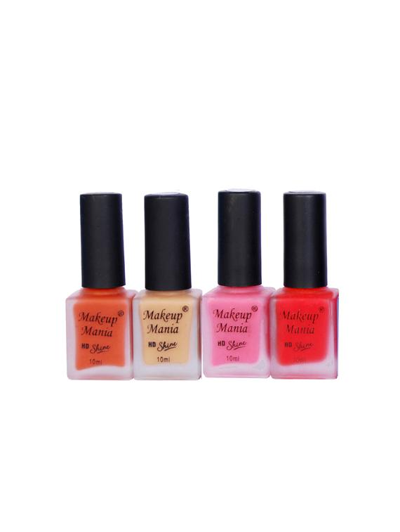 makeup mania nail polish combo, matte nail paint set of 4 pcs x 10ml each, nail polish set (448) - 17469438 - Zoom Image - 1