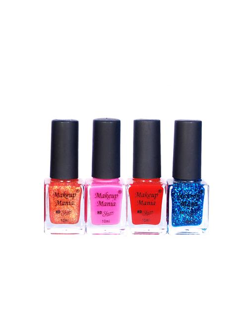makeup mania nail polish combo, nail paint combo set of 4 pcs x 10ml each, nail polish set (468) - 17469456 - Standard Image - 1
