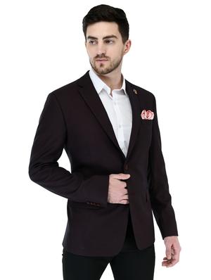 maroon solid single breasted casual blazer - 17469469 - Standard Image - 2