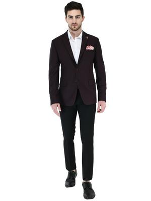 maroon solid single breasted casual blazer - 17469469 - Standard Image - 4