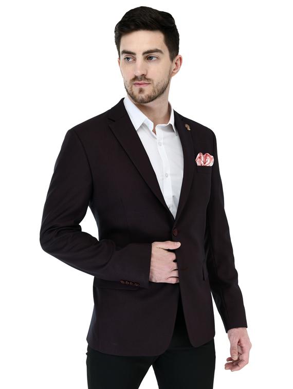 maroon solid single breasted casual blazer - 17469469 - Zoom Image - 2