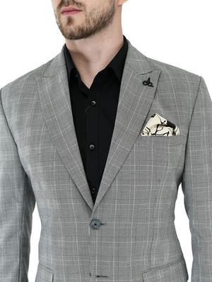 grey checkered single breasted casual blazer - 17469471 - Standard Image - 5