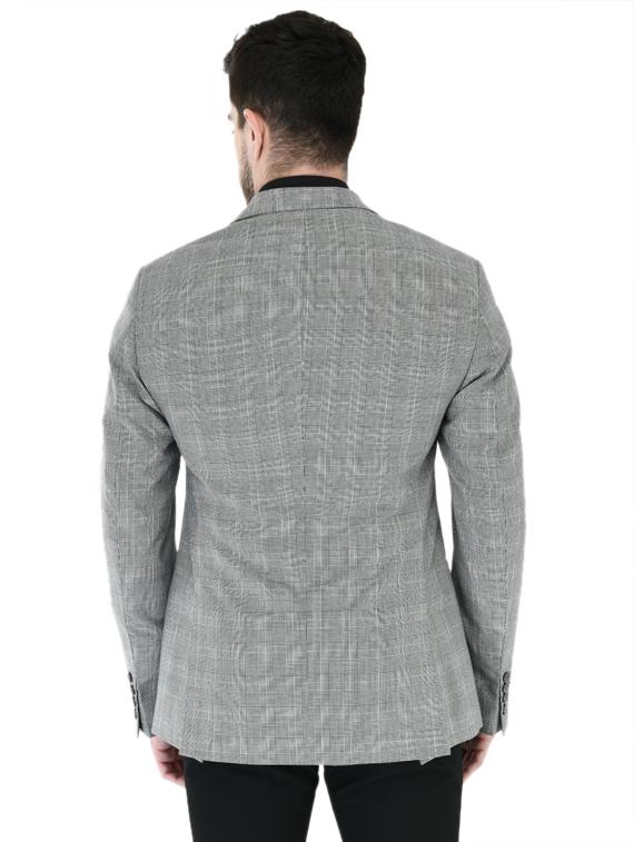 grey checkered single breasted casual blazer - 17469471 - Zoom Image - 3