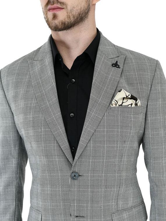 grey checkered single breasted casual blazer - 17469471 - Zoom Image - 5