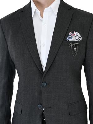 grey checkered single breasted casual blazer - 17469472 - Standard Image - 5