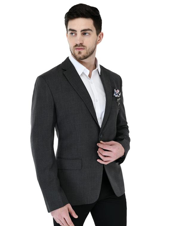 grey checkered single breasted casual blazer - 17469472 - Zoom Image - 2