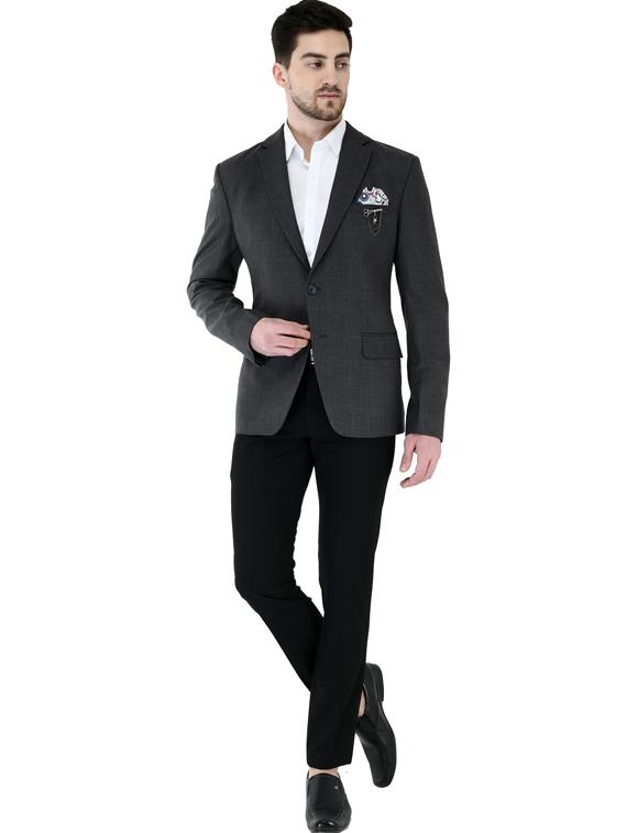 grey checkered single breasted casual blazer - 17469472 - Zoom Image - 4