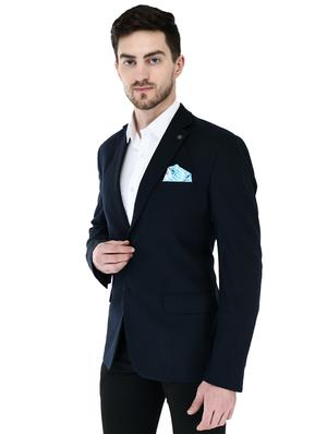 navy blue checkered single breasted casual blazer - 17469475 - Standard Image - 2
