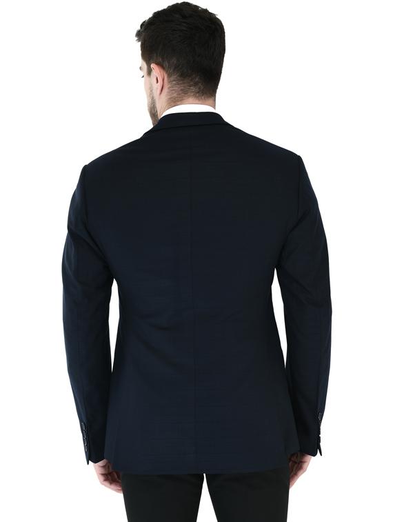 navy blue checkered single breasted casual blazer - 17469475 - Zoom Image - 3
