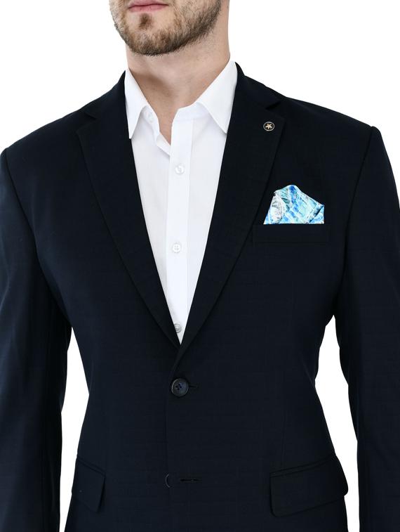 navy blue checkered single breasted casual blazer - 17469475 - Zoom Image - 4