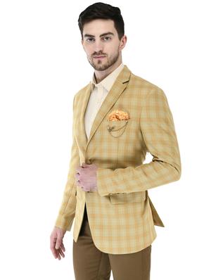 beige checkered single breasted casual blazer - 17469480 - Standard Image - 2