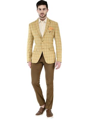 beige checkered single breasted casual blazer - 17469480 - Standard Image - 4