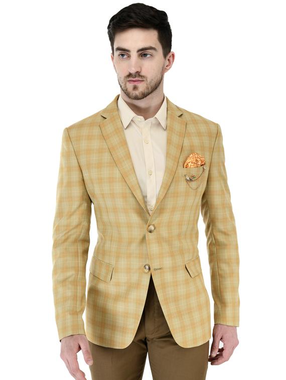 beige checkered single breasted casual blazer - 17469480 - Zoom Image - 1