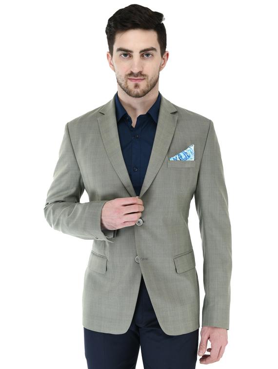 grey checkered single breasted casual blazer - 17469486 - Zoom Image - 1