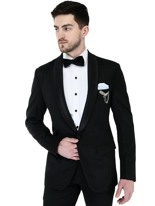black solid tuxedo casual blazer - 17469488 - Standard Image - 1