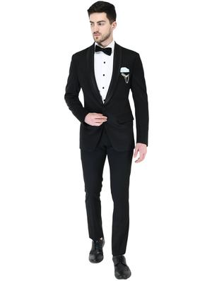 black solid tuxedo casual blazer - 17469488 - Standard Image - 4