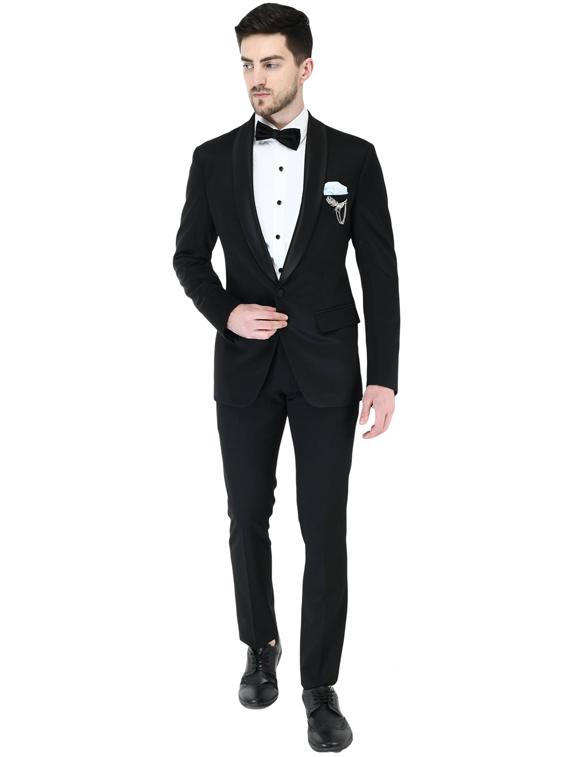black solid tuxedo casual blazer - 17469488 - Zoom Image - 4
