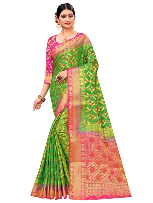 self design kanjivaram saree with blouse - 17469545 - Standard Image - 1