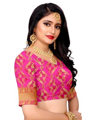 self design kanjivaram saree with blouse - 17469545 - Standard Image - 4