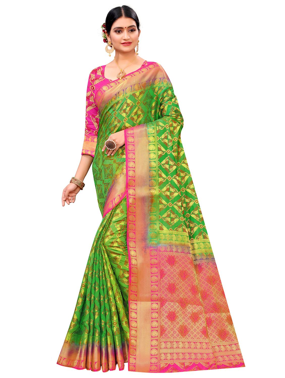 self design kanjivaram saree with blouse - 17469545 - Zoom Image - 1