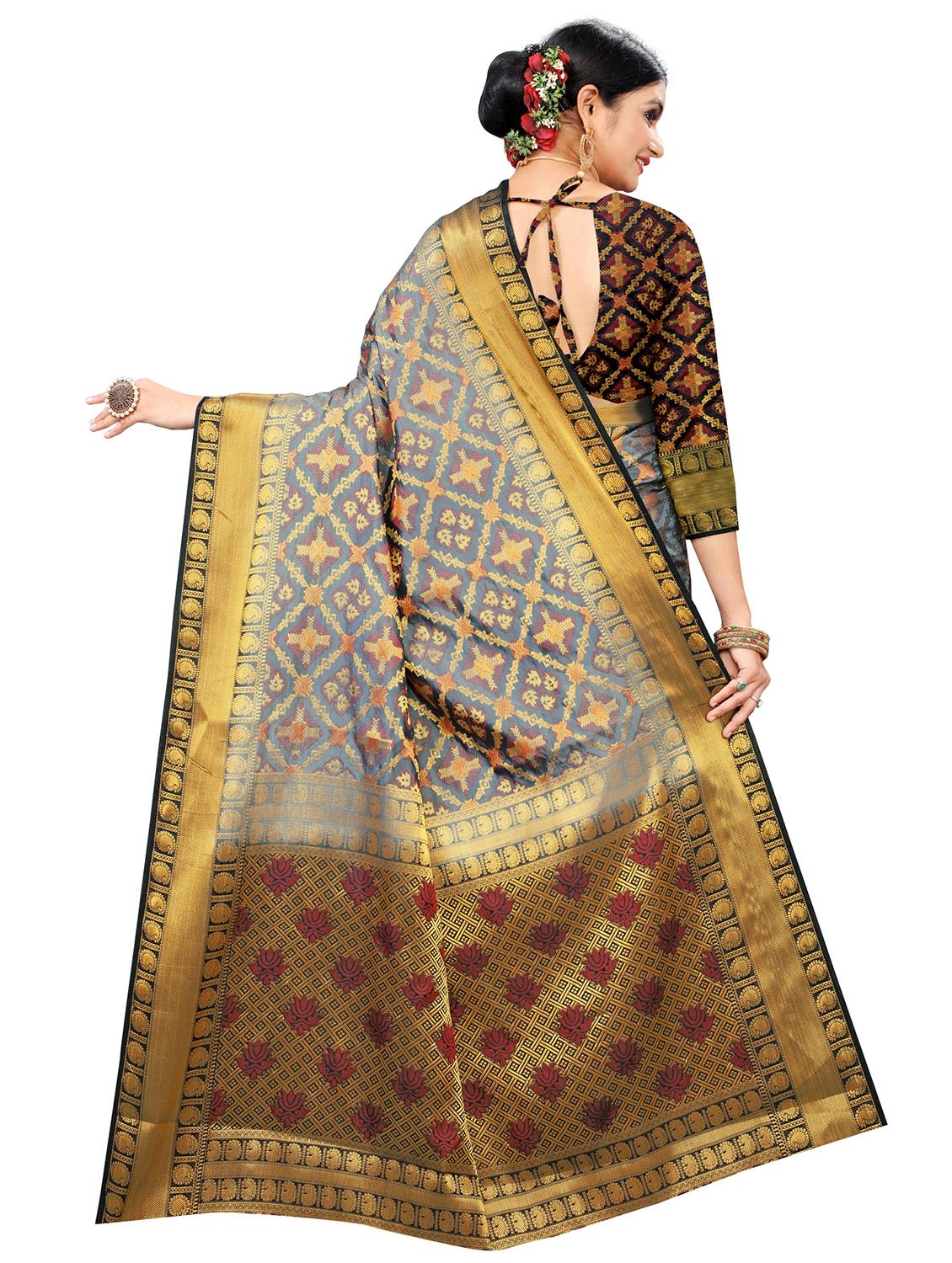 self design kanjivaram saree with blouse - 17469552 - Zoom Image - 2