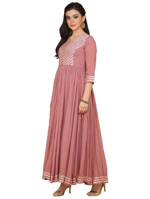 pink cotton flared gown - 17469718 - Standard Image - 2