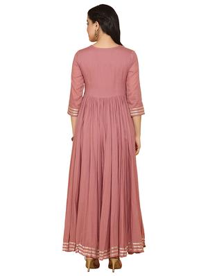 pink cotton flared gown - 17469718 - Standard Image - 3