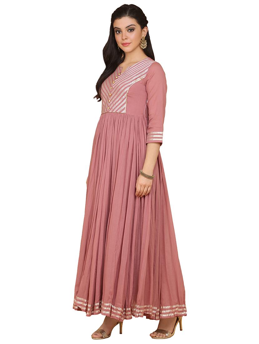 pink cotton flared gown - 17469718 - Zoom Image - 2