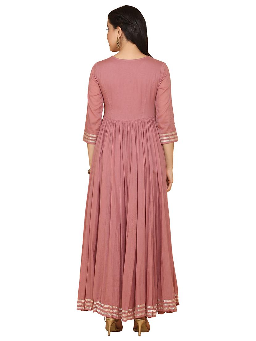 pink cotton flared gown - 17469718 - Zoom Image - 3
