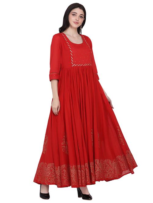 foil print flared gown - 17469720 - Standard Image - 1