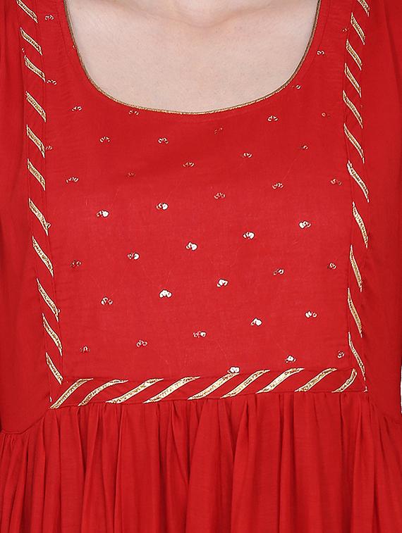 foil print flared gown - 17469720 - Zoom Image - 4