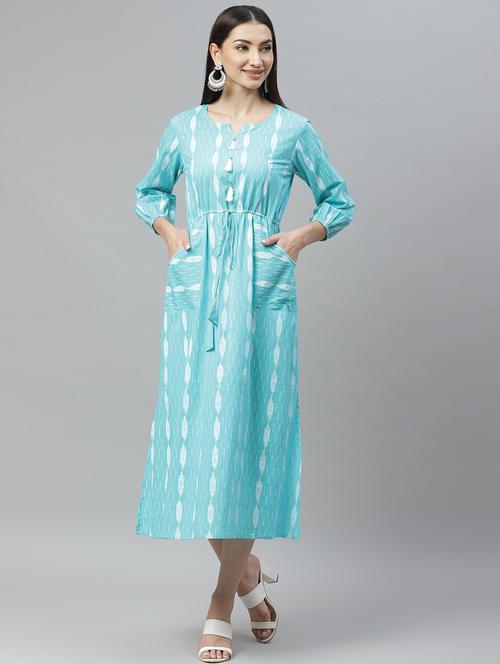 notch neck printed dress - 17470153 - Standard Image - 1
