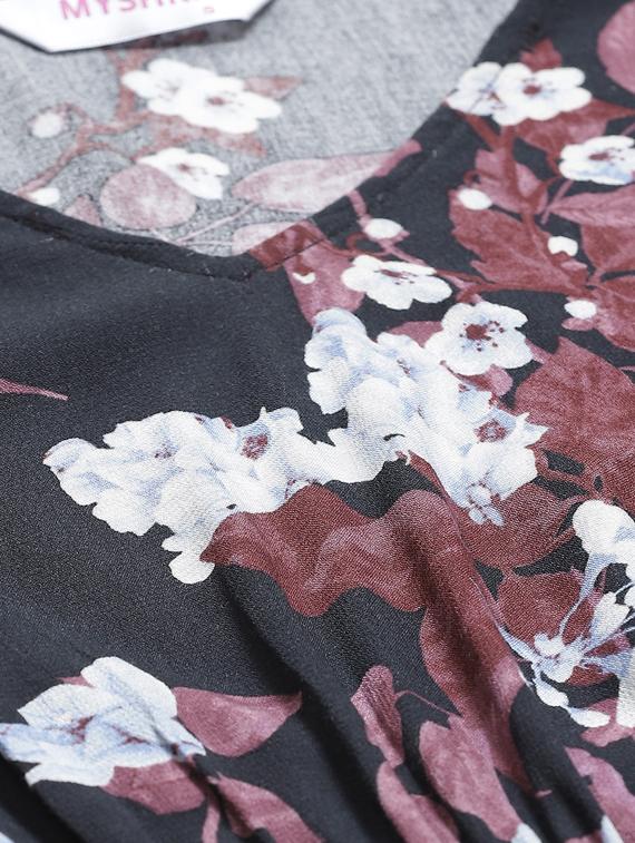smocked waist floral flared dress - 17470155 - Zoom Image - 4