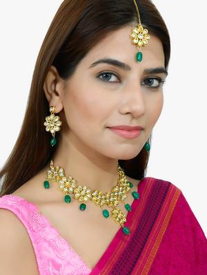 gold brass necklaces and earring - 17470180 - Standard Image - 6