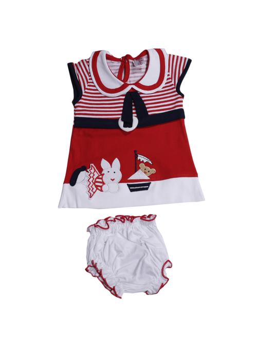 red cotton blend frock - 17470311 - Standard Image - 1