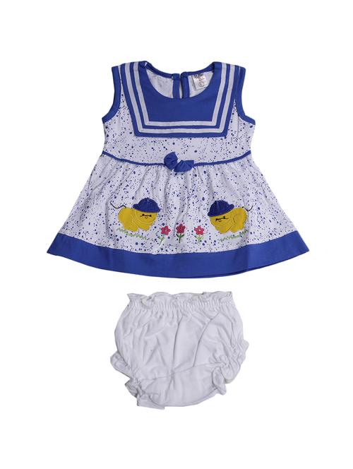 blue cotton blend frock - 17470328 - Standard Image - 1
