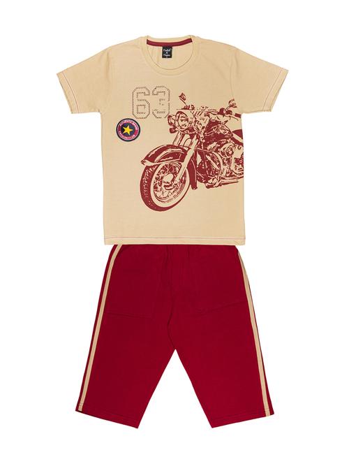 beige cotton 3/4th set twin sets - 17470428 - Standard Image - 1