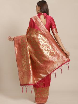 self design banarasi saree with blouse - 17470497 - Standard Image - 2