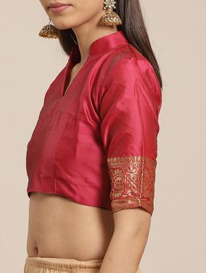 self design banarasi saree with blouse - 17470497 - Standard Image - 3