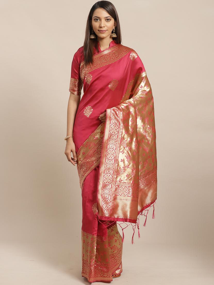 self design banarasi saree with blouse - 17470497 - Zoom Image - 1