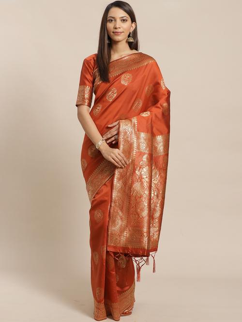 self design banarasi saree with blouse - 17470498 - Standard Image - 1