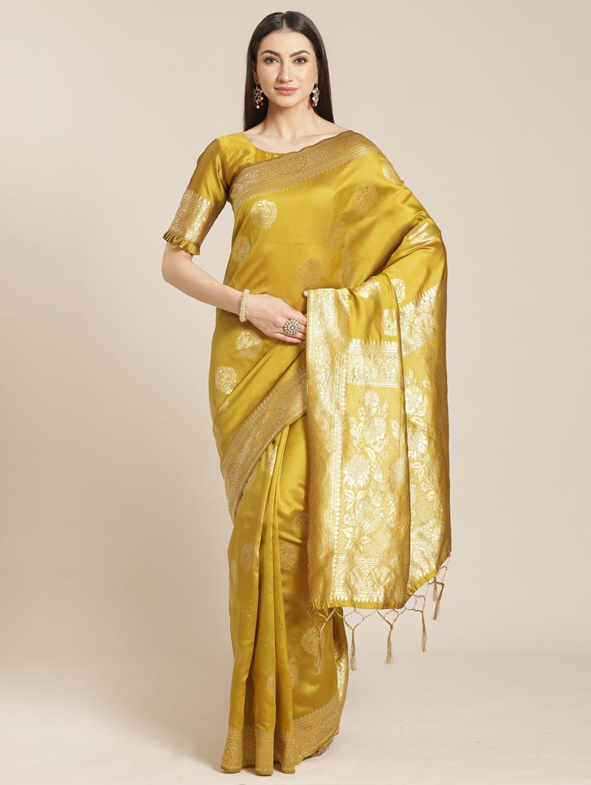 self design banarasi saree with blouse - 17470499 - Zoom Image - 1