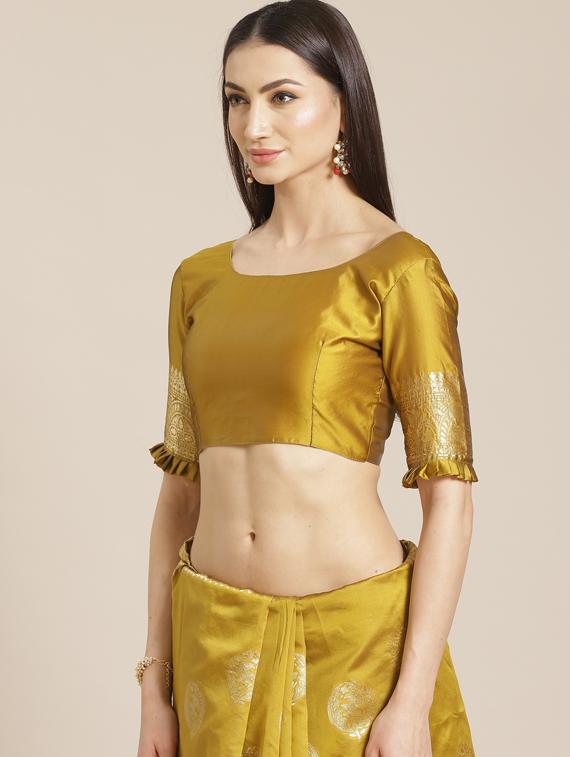 self design banarasi saree with blouse - 17470499 - Zoom Image - 3