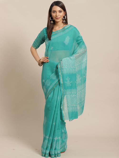 geometric printed saree with blouse - 17470500 - Standard Image - 1
