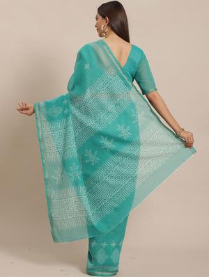 geometric printed saree with blouse - 17470500 - Standard Image - 2