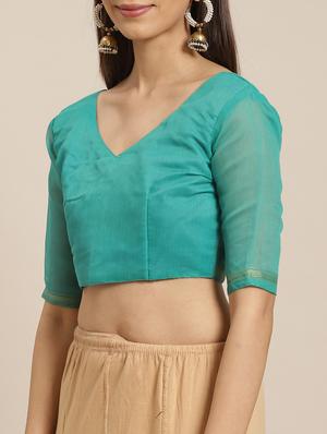 geometric printed saree with blouse - 17470500 - Standard Image - 3