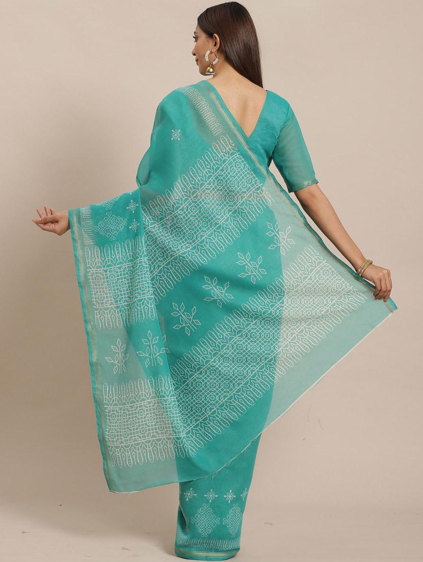 geometric printed saree with blouse - 17470500 - Zoom Image - 2