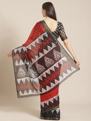 geometric printed saree with blouse - 17470501 - Standard Image - 2