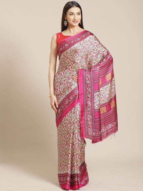 floral printed saree with blouse - 17470506 - Standard Image - 1